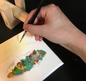 腕鎮　油絵　自作　DIY　手の置き場