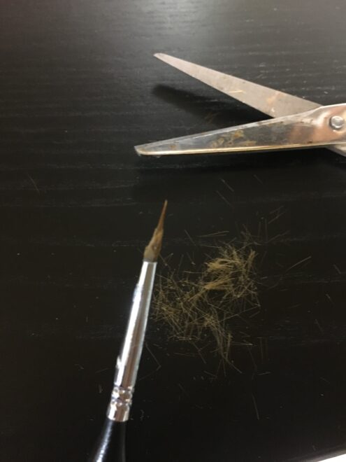 油絵　筆　カット　割れた　毛先