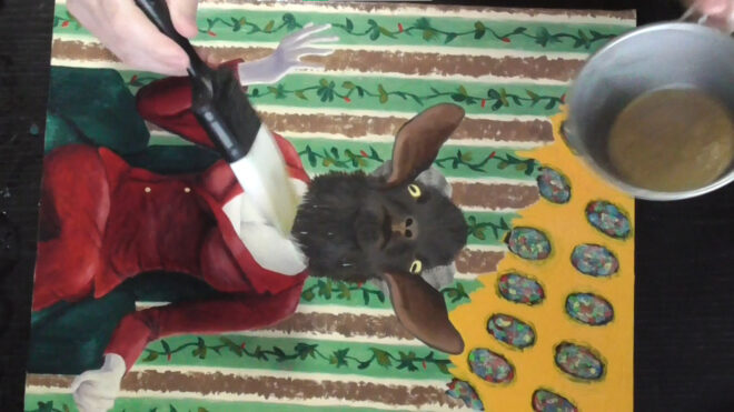 油絵　ワニス塗り