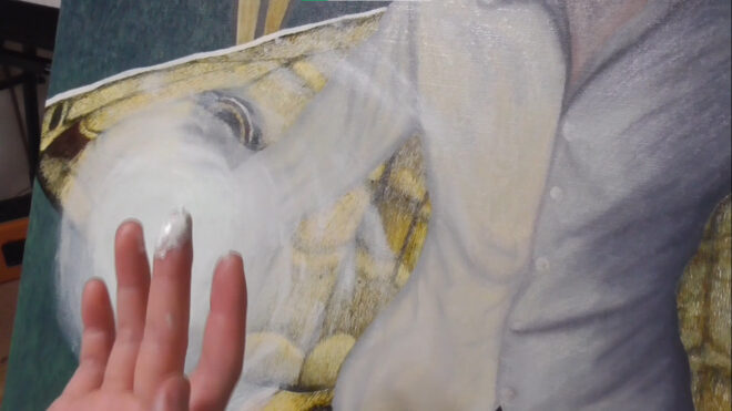 油絵　指　ぼやかす