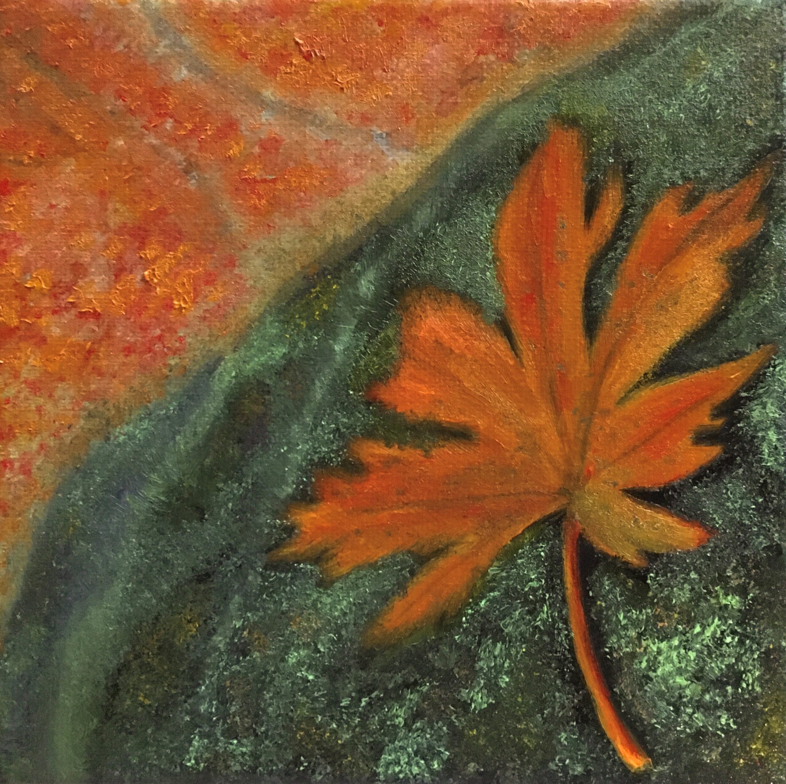 独学油絵 秋の風物詩「紅葉」を描く 小さな絵画 | Shiva's art