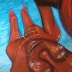 油絵　Oil painting　人形　バイオリン