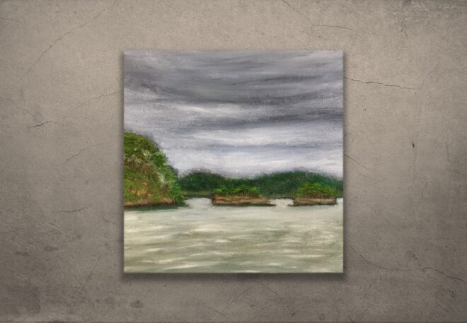 油絵　松島　屋外　