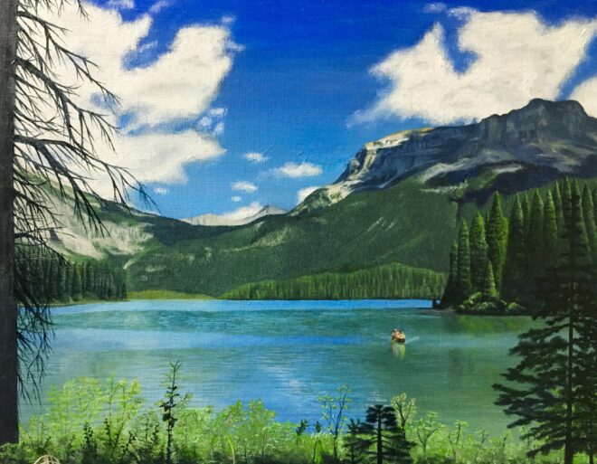 油絵　風景画　湖　独学　初心者　