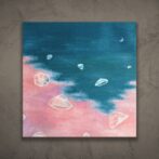 くらげ 海月 油絵 空 夜 月 ピンク かわいい 幻想的