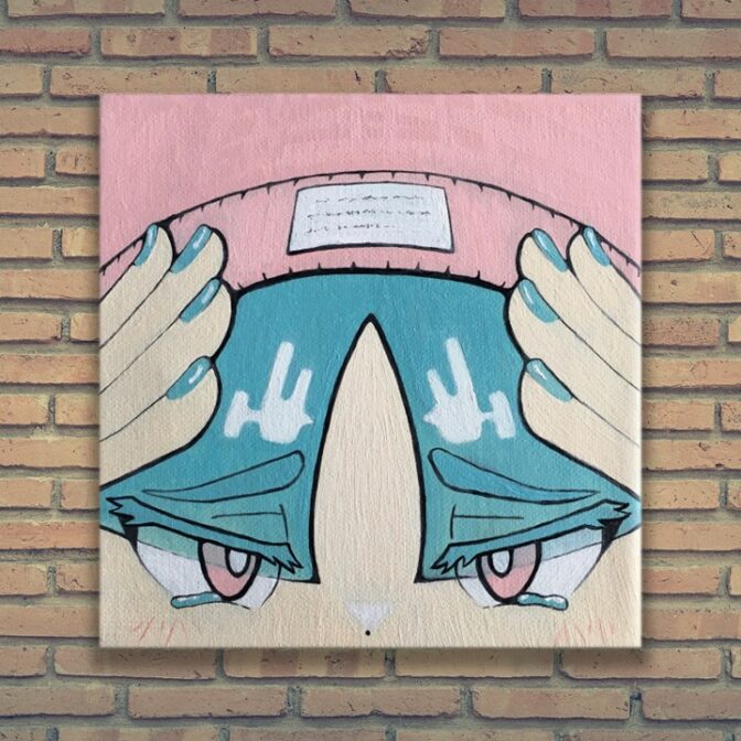 少女　油絵 イラスト　淡い アナログ　泣き顔