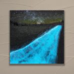 油絵　夜景　夜　星空 ラメ　偏光　海