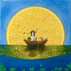 油絵　小さい　インテリア　柑橘　ミカン　オレンジ　