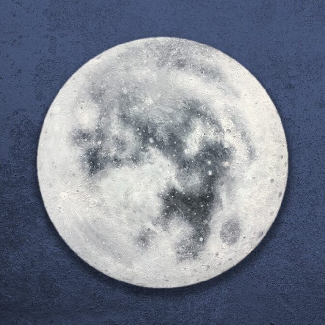 油絵　丸い　小さい　アート　インテリア　満月　月　Moon