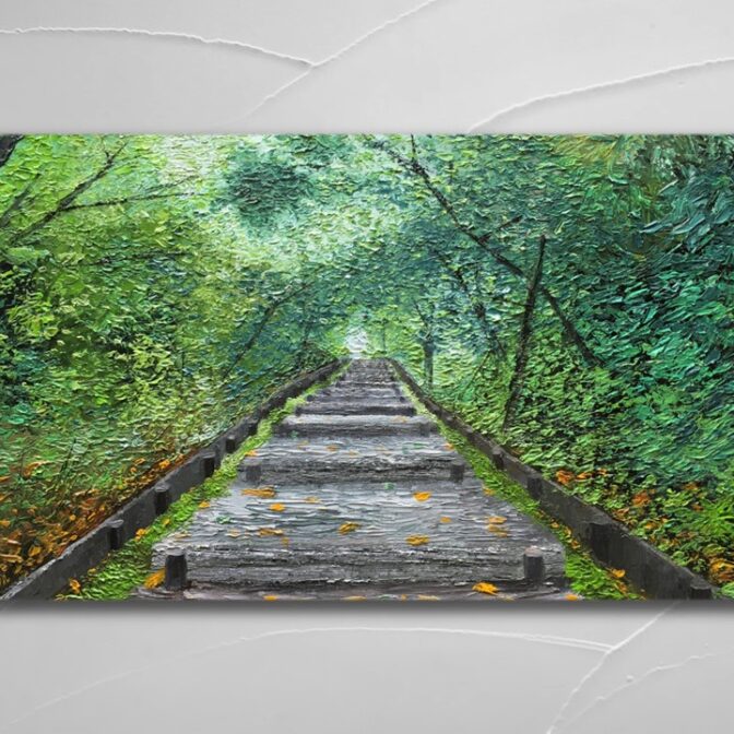 油絵　風景　インテリア　　 　 森　自然　緑