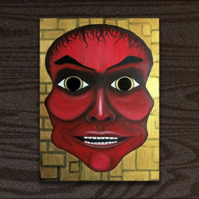 油絵　金　猩猩　面　能 和　日本