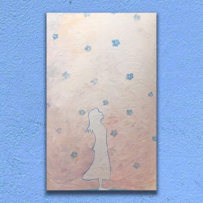 春 桜 油絵 インテリア 淡い