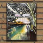 油絵　風景画　景色　駅　 Oil painting　Landscape