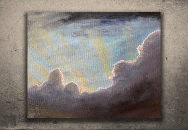 油絵　光芒　雲　光　太陽　風景　景色