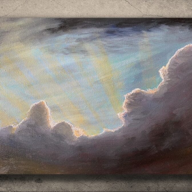 油絵　光芒　雲　光　太陽　風景　景色