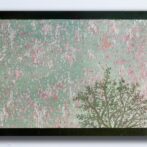 油絵　花筏　桜　春　風景画