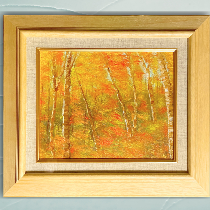 秋　油絵　紅葉　原画　